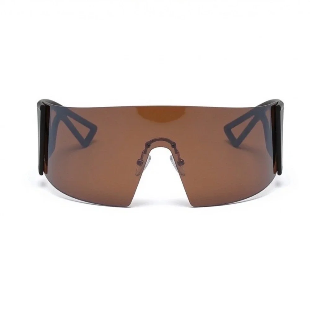 Men Sunglasses A-vanguard Tanned One Piece Mask Glasses Dark Brown Bold‎ Rim New